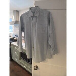 #72 LL Bean Button Up Men Shirt 17-33 0FFMS Wrinkle Resistant Grn/Blu/Wh Check